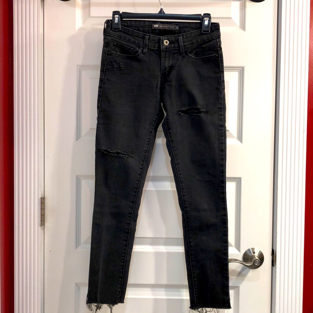 Custom Distressed Black Denim Levi’s